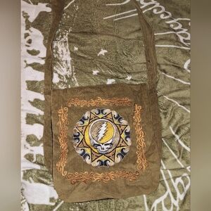 Grateful Dead Brown Embroidered Crossbody Bag